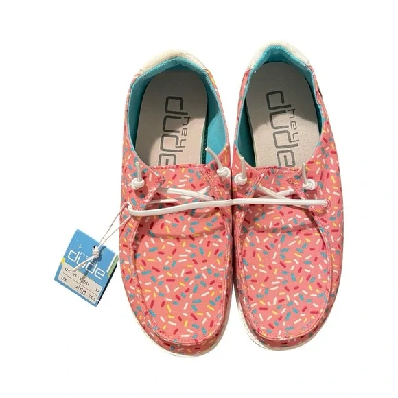 Hey Dude Shoes Hey Dude Kids Sprinkle Pink Wendy Youth Shoes - Main Image